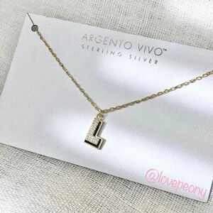 ARGENTO VIVO CZ ENAMEL BLOCK INITIAL L NECKLACE
